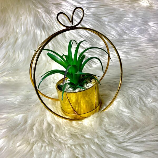 Gold Metal Ring Plant Vase